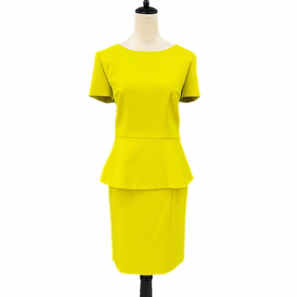 Hugo Boss Neon Bright 2 Piece Peplum Structured Blouse Matching Pencil Skirt Set